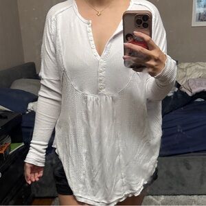 Free People white Long Sleeve Button-Up Top size S
